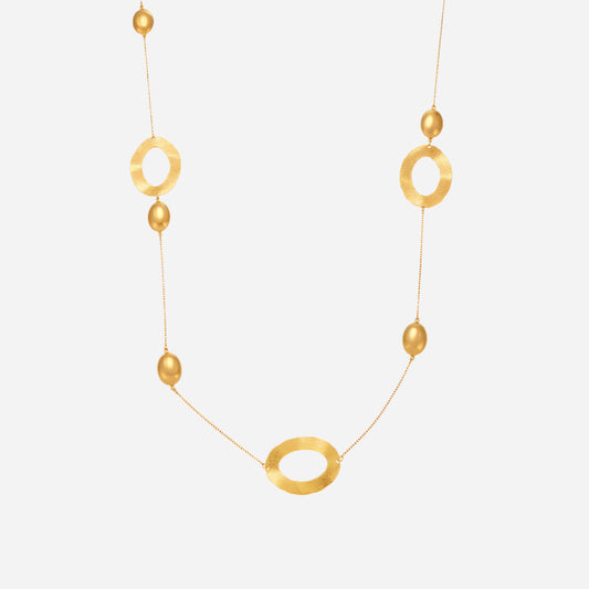 Collar largo de cadena tipo suéter con diseño hueco en forma de huevo martillado