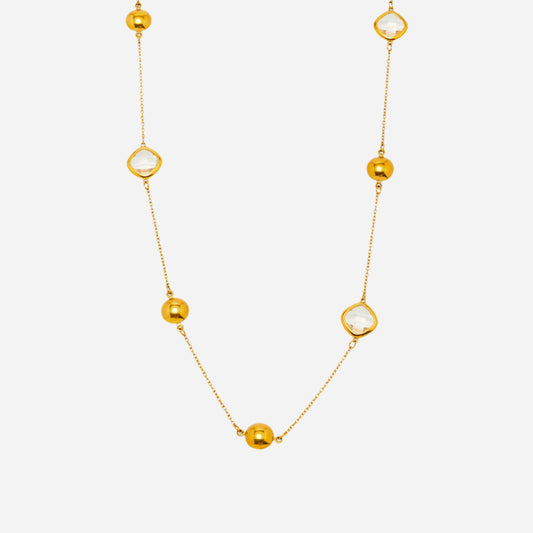 Collar largo de cristal marino | Joyería de playa de acero inoxidable resistente al agua para mujer 