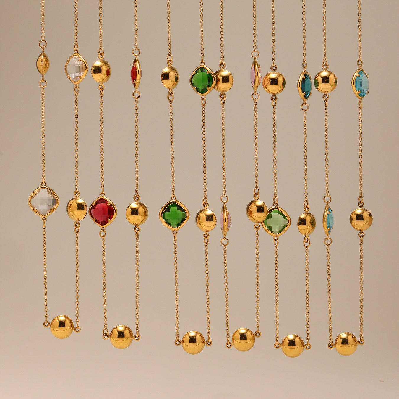 Collar largo de cristal marino | Joyería de playa de acero inoxidable resistente al agua para mujer 