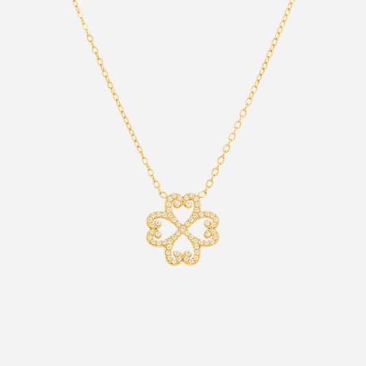 Collar con dije de corazón y trébol de cuatro hojas | Acero inoxidable de la suerte