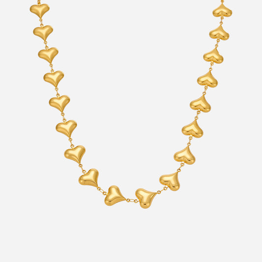 Collar de corazón hueco pulido de acero inoxidable