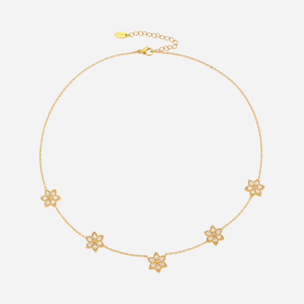 Collar de flor de seis hojas con circonita 5A incrustada de Super Fairy