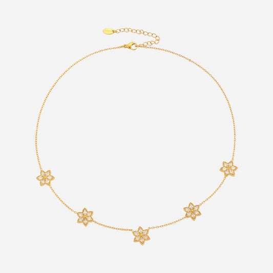 Collar de flor de seis hojas con circonita 5A incrustada de Super Fairy