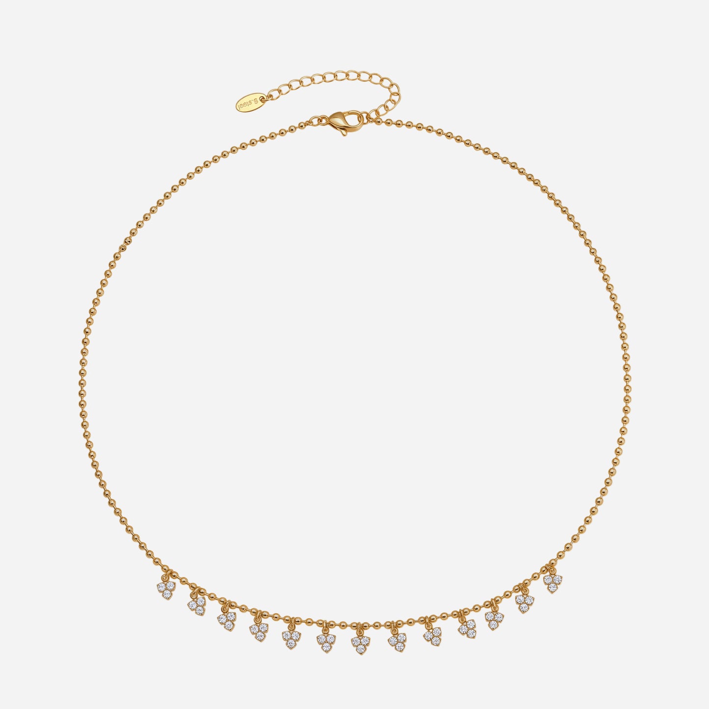 Collar de acero inoxidable con circonitas pequeñas y borla triangular