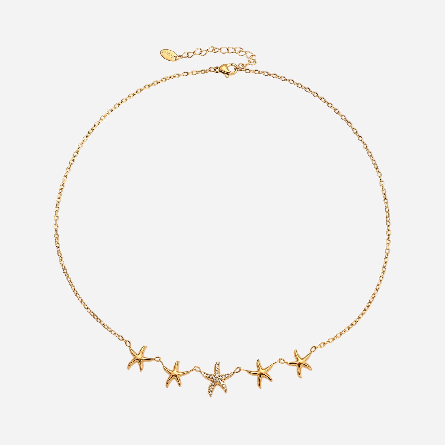 Collar de estrella de mar con circonitas bañado en oro auténtico de 18 quilates