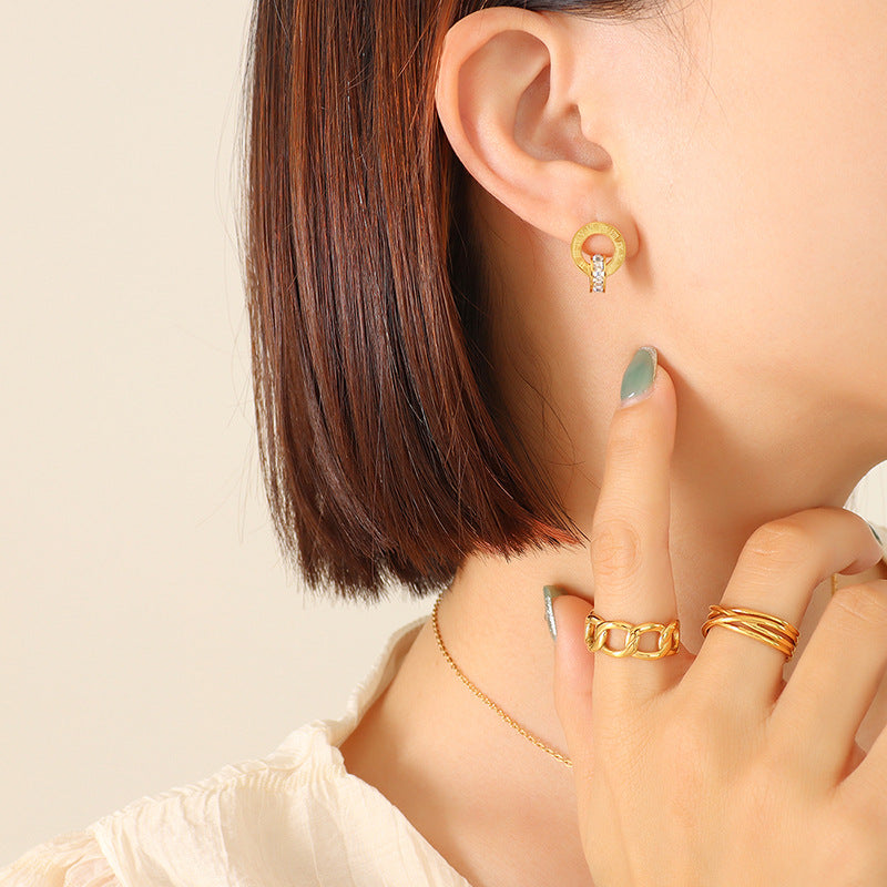 Conjunto de joyas de collar y pendientes con diamantes de doble ronda