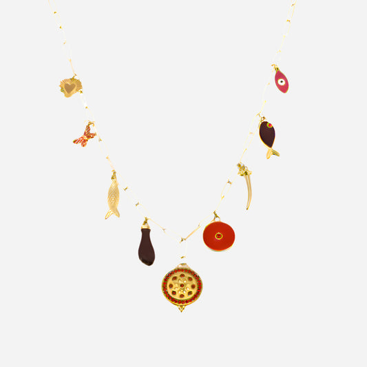 Collares con accesorios multicolor y cadena en forma de O con circonitas circulares