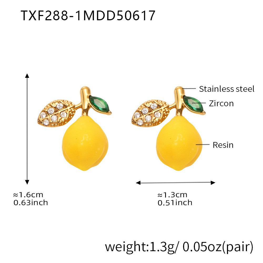 Pendientes de resina con forma de margarita y limón