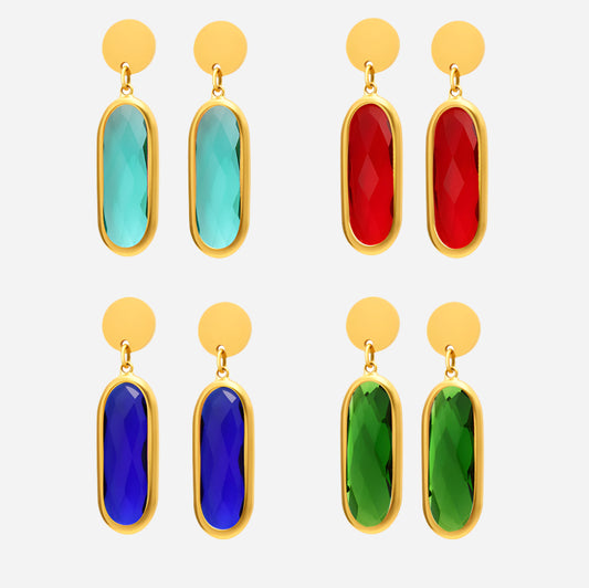 Pendientes circulares de cristal tallado