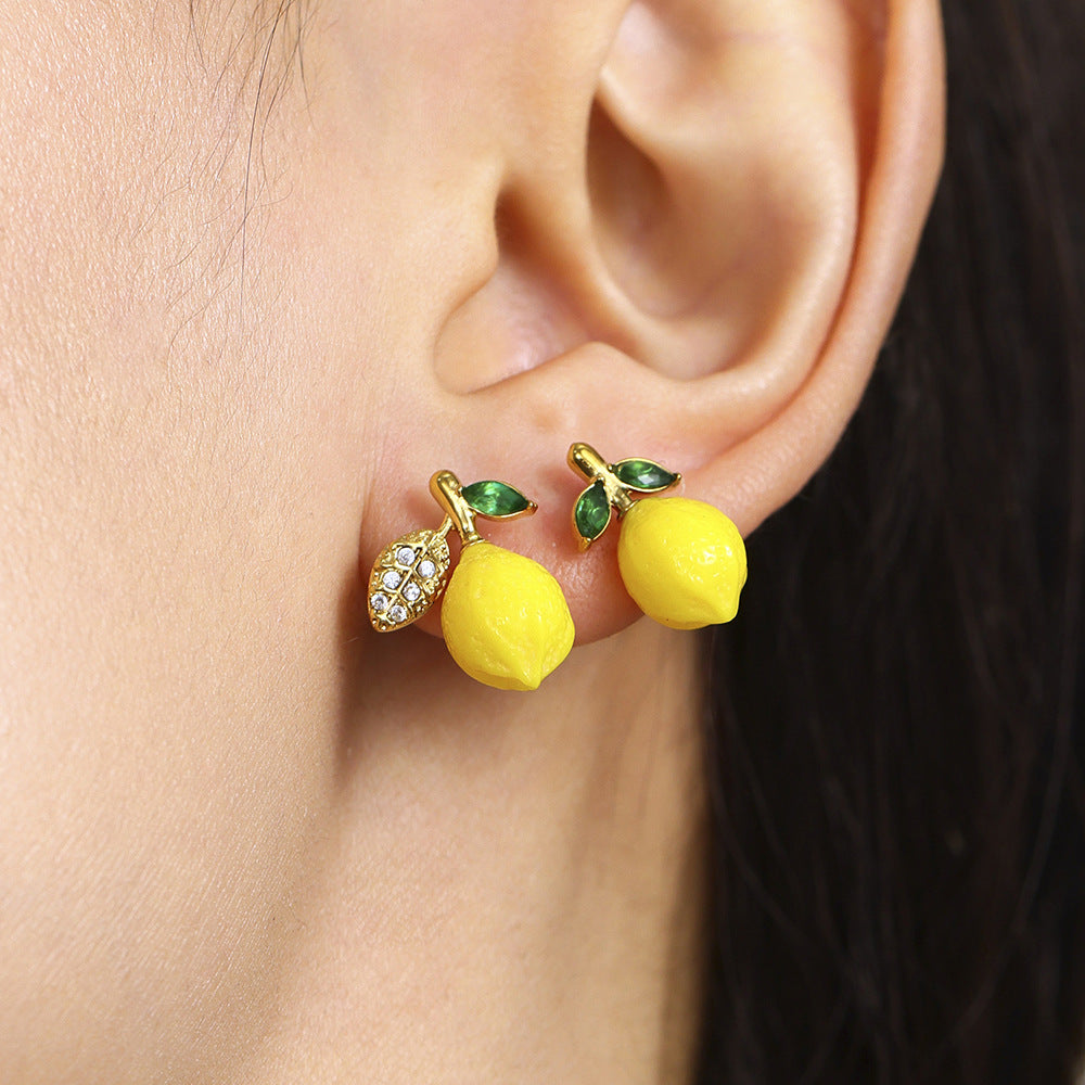 Pendientes de resina con forma de margarita y limón