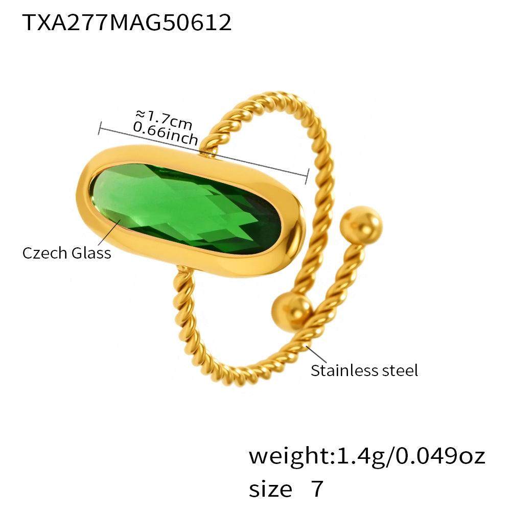 Anillos roscados de vidrio checo con bolas de acero roscadas