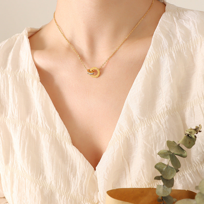 Conjunto de joyas de collar y pendientes con diamantes de doble ronda