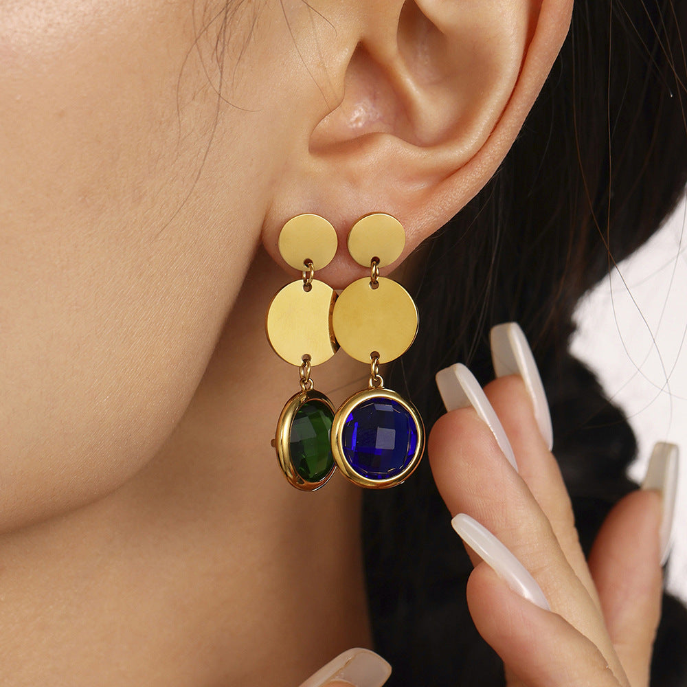 Exquisite Cut Glass disc Tassel Earrings