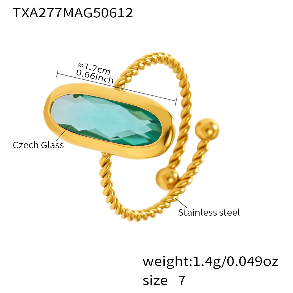 Anillos roscados de vidrio checo con bolas de acero roscadas