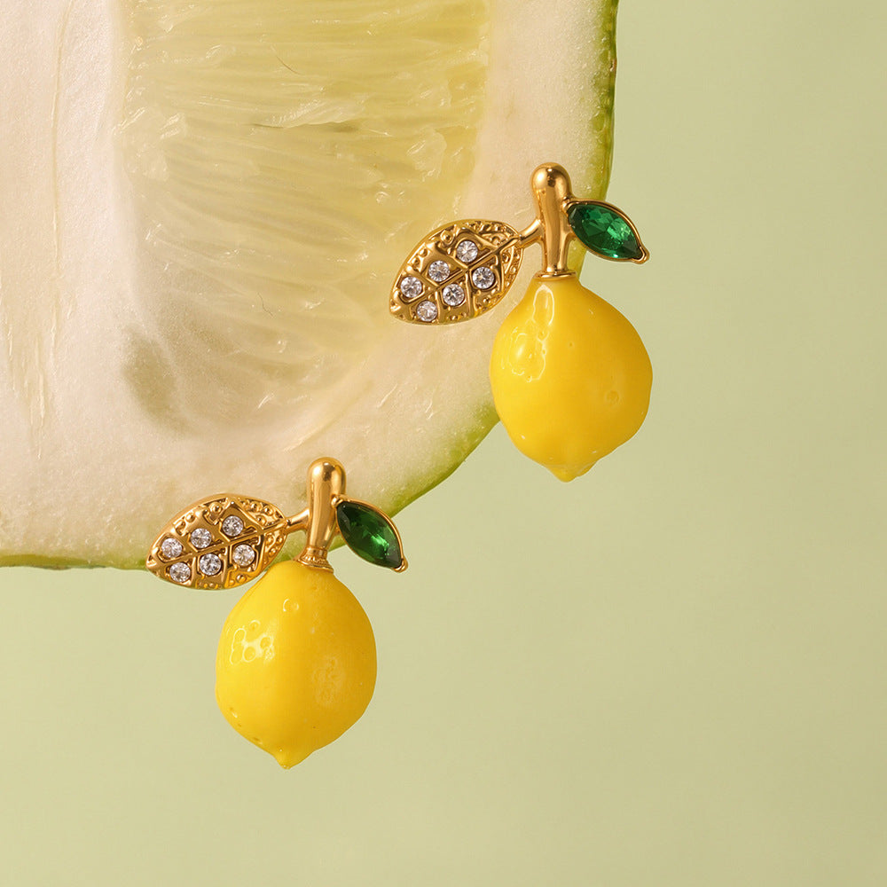 Pendientes de resina con forma de margarita y limón