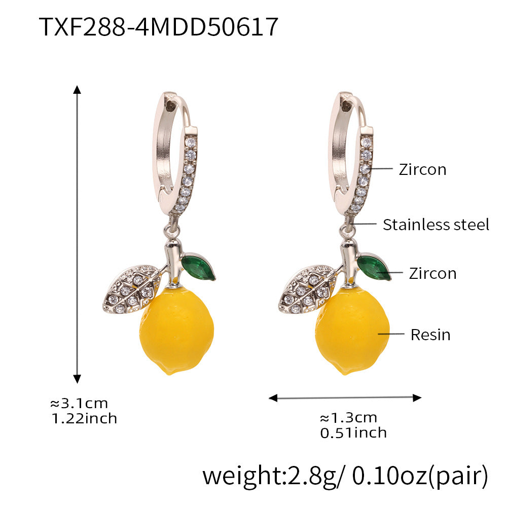 Pendientes de resina con forma de margarita y limón