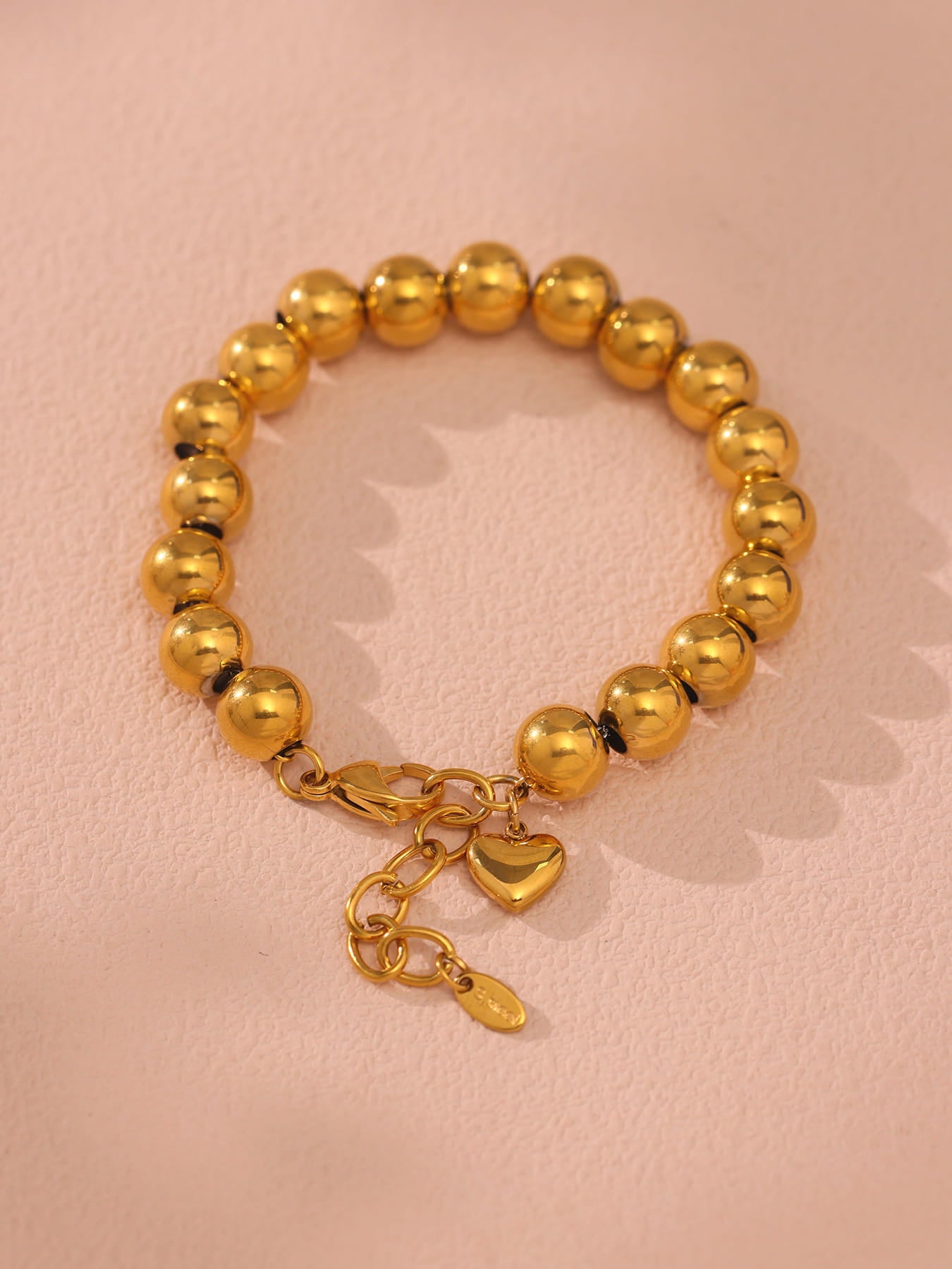 Pulsera de cuentas doradas | Joyería EuroChic de acero inoxidable con cadena