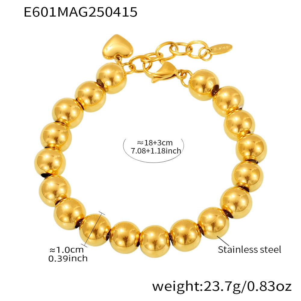 Pulsera de cuentas doradas | Joyería EuroChic de acero inoxidable con cadena