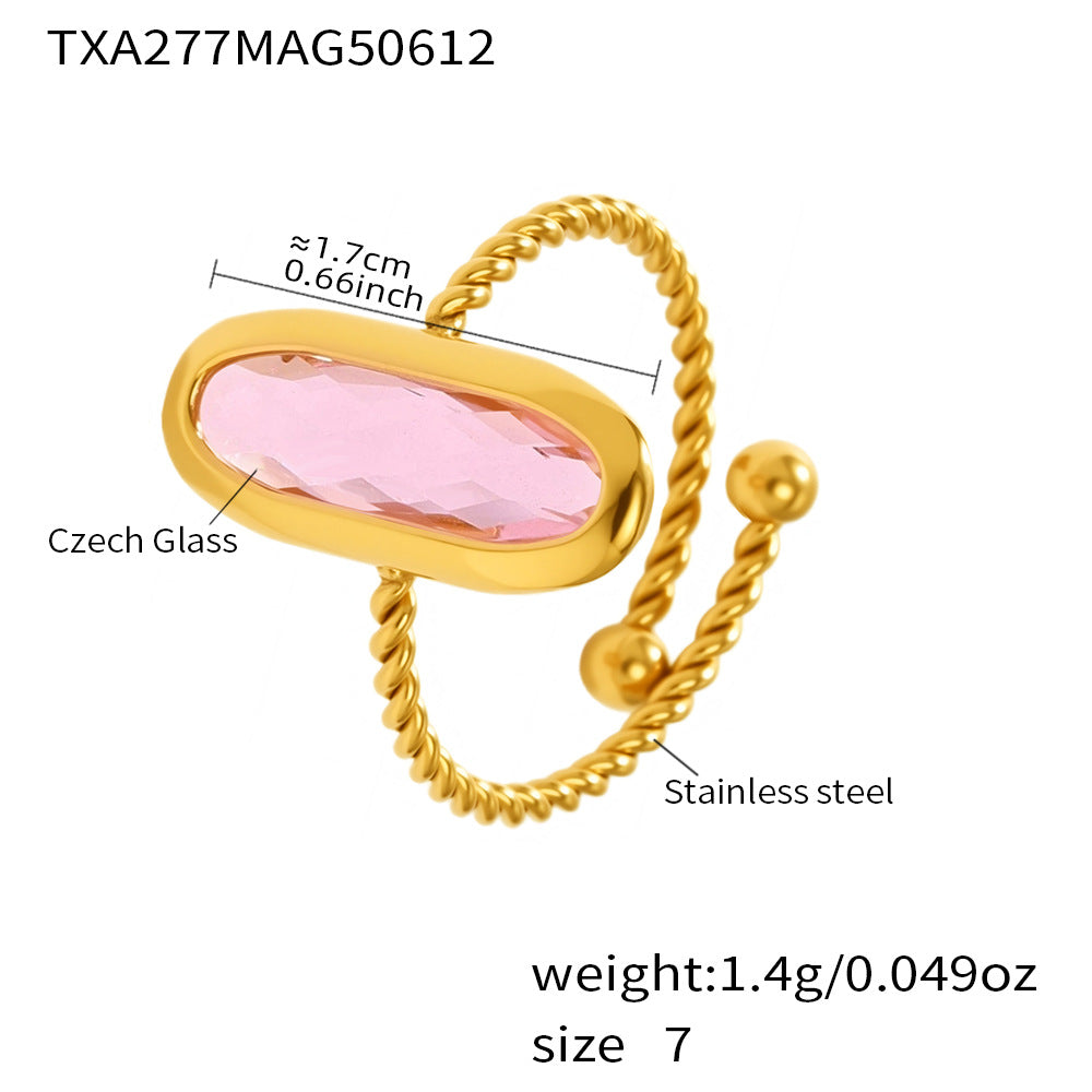 Anillos roscados de vidrio checo con bolas de acero roscadas