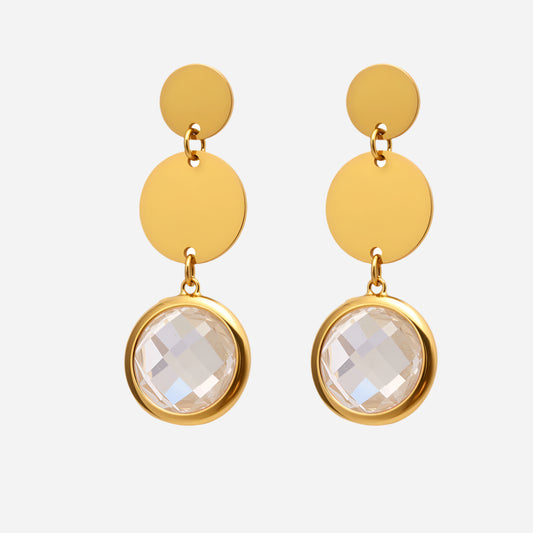 Exquisitos pendientes con borlas de disco de cristal tallado