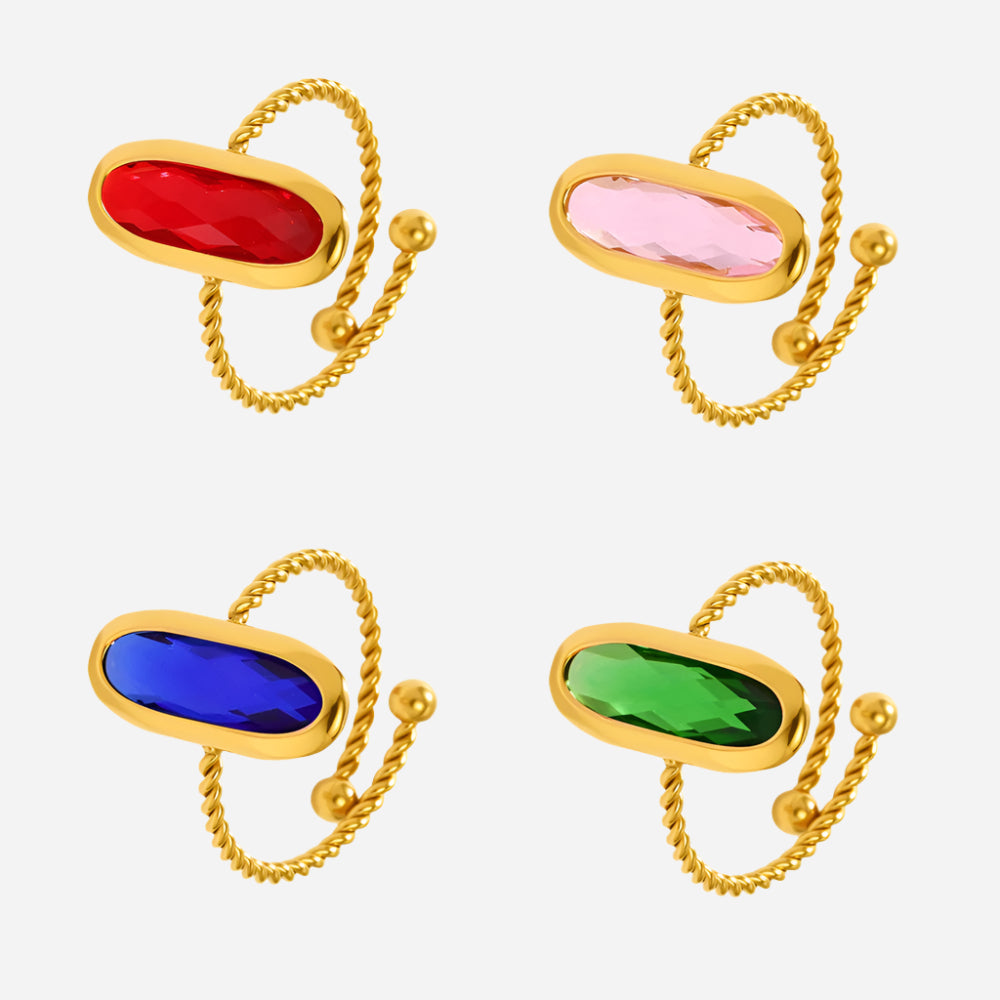 Anillos roscados de vidrio checo con bolas de acero roscadas