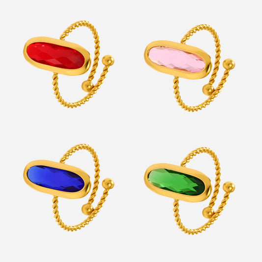 Anillos roscados de vidrio checo con bolas de acero roscadas