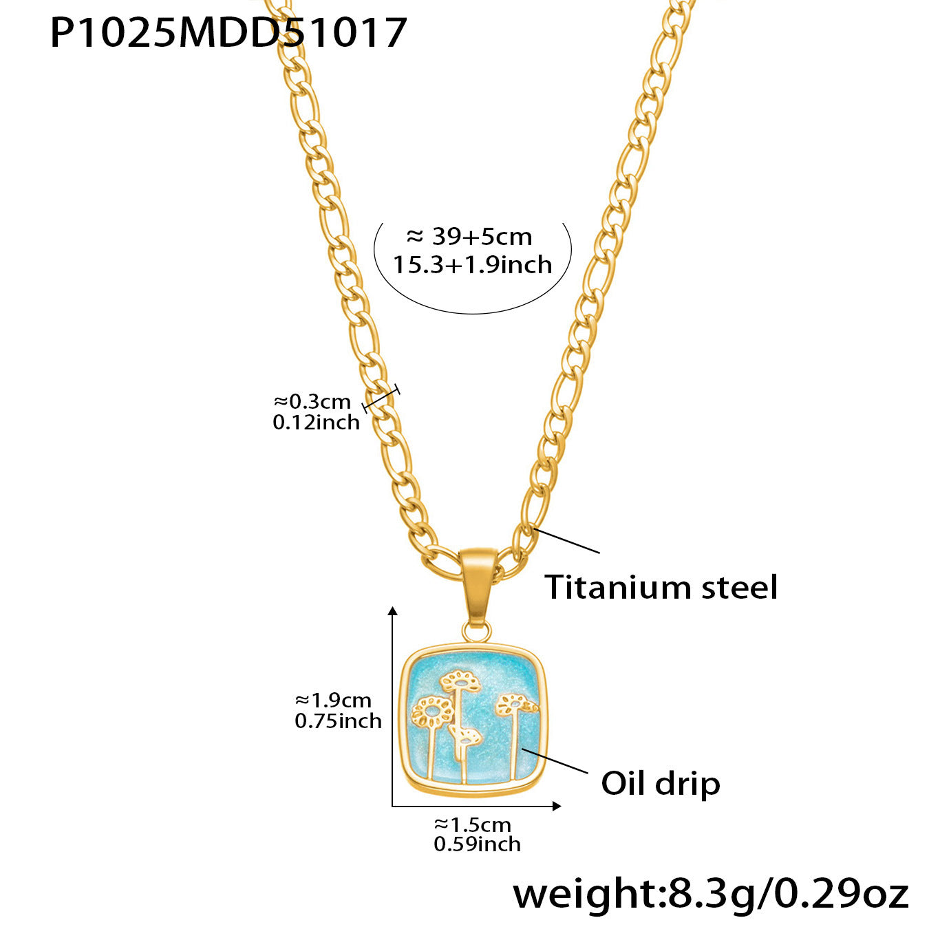 Collar con colgante cuadrado geométrico