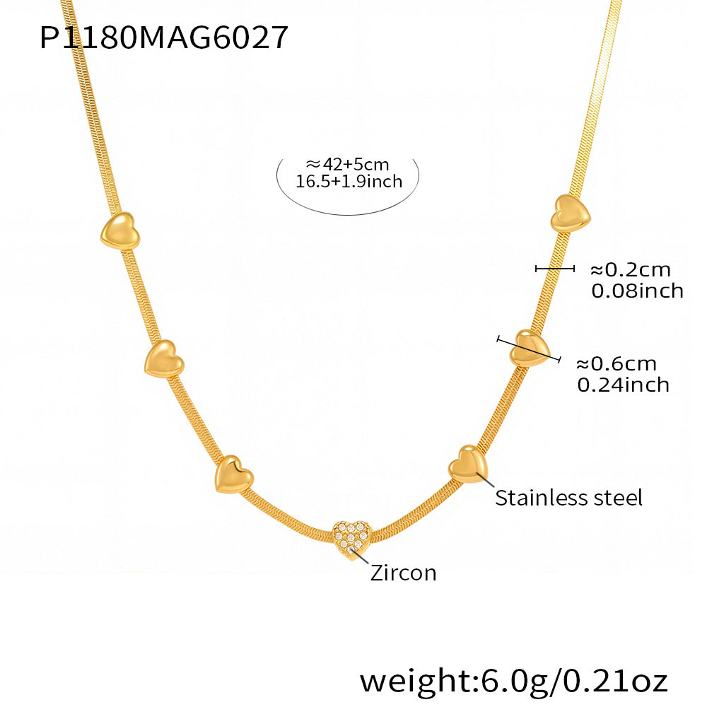 Collar con dije de circonita "Little Love" | Acero inoxidable multicapa