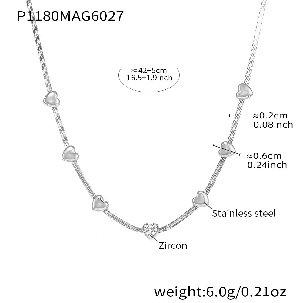 Collar con dije de circonita "Little Love" | Acero inoxidable multicapa