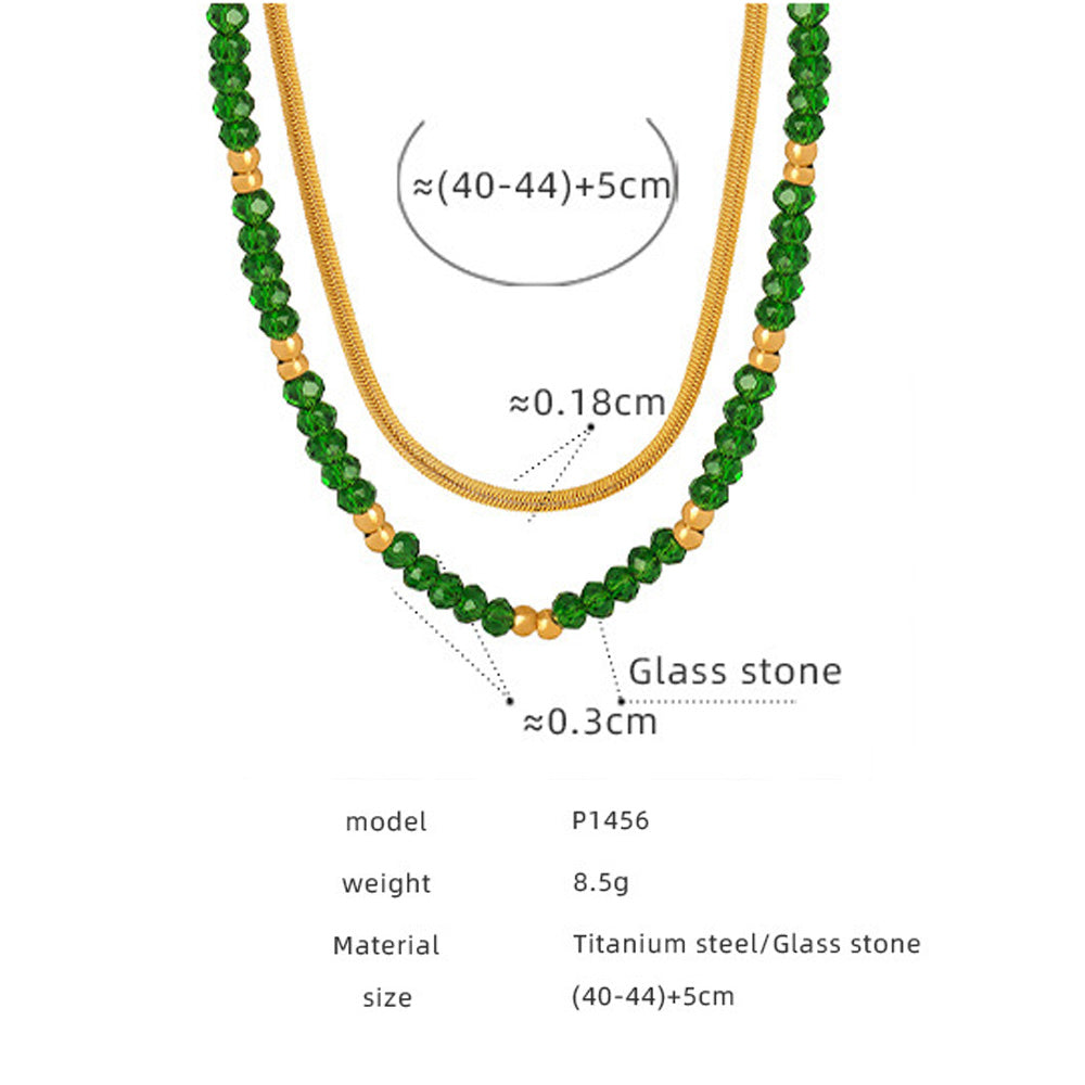 Collares de doble capa con piedra de cristal