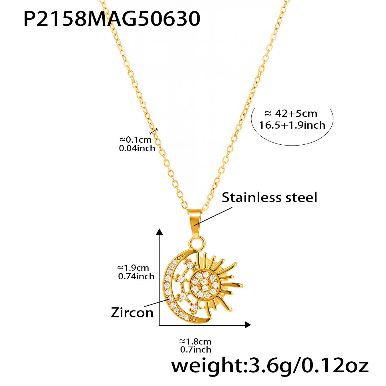 Collares con dije de sol y luna de circonita 5A