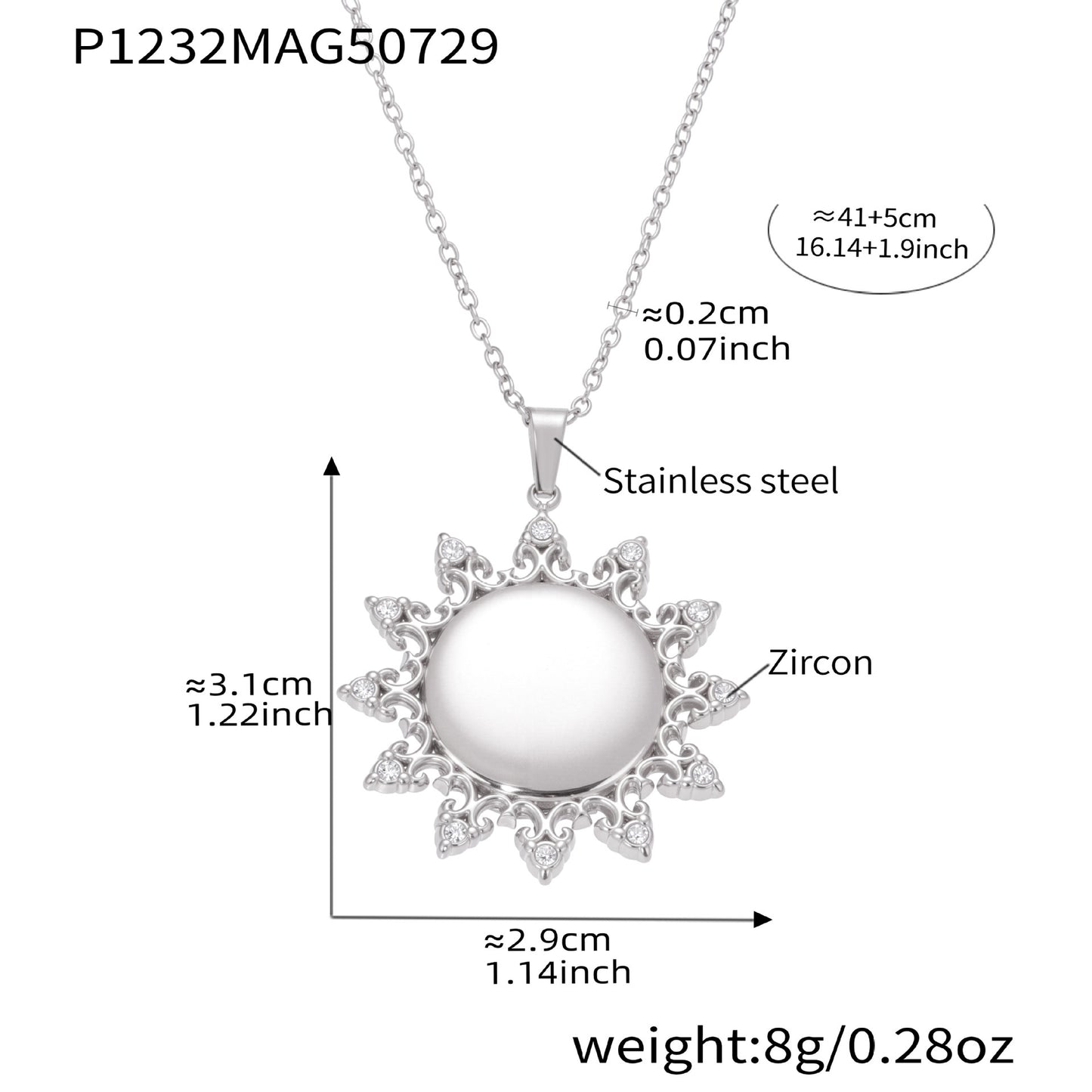 Collar de girasol de acero inoxidable "Brillando como tú" (Shine Bright)
