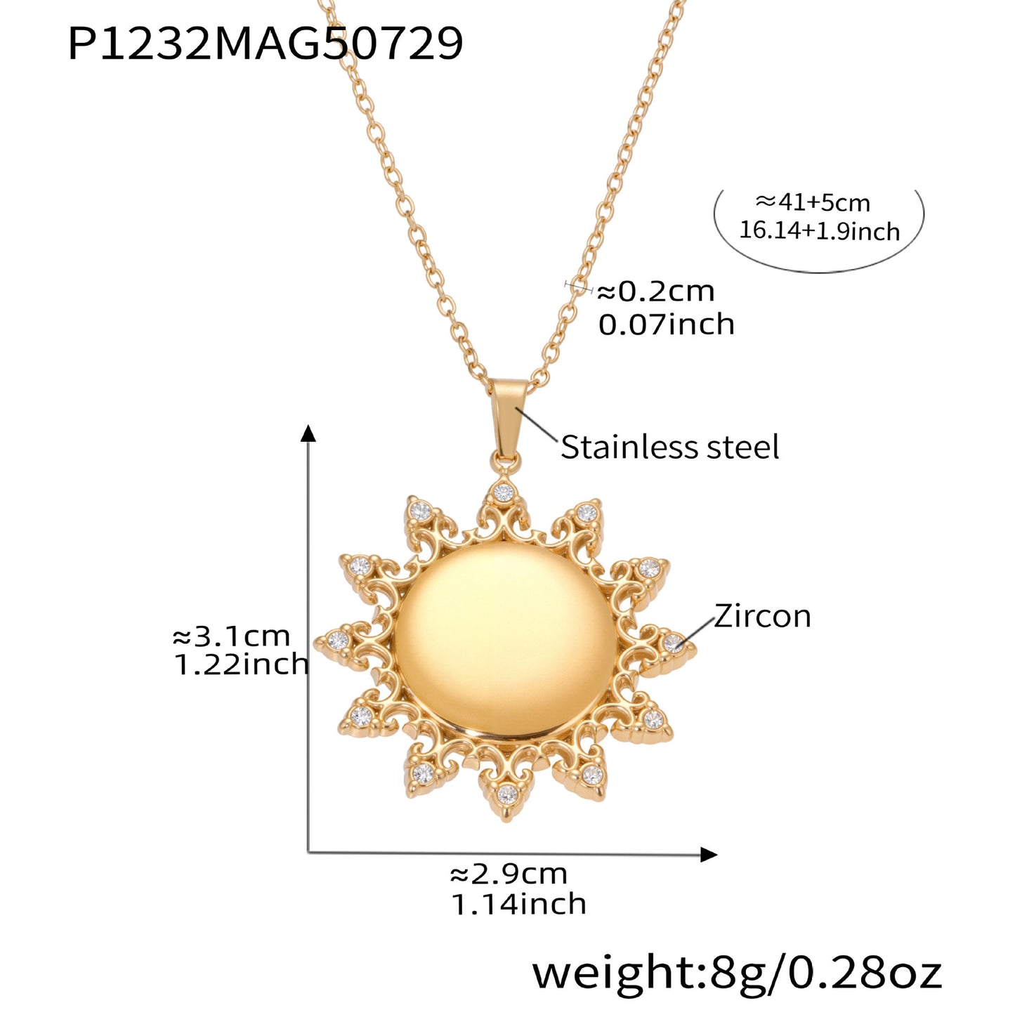 Collar de girasol de acero inoxidable "Brillando como tú" (Shine Bright)