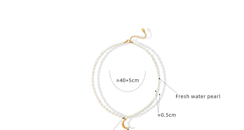 Collar con colgante de luna de perla de agua dulce natural Moonlight Kiss