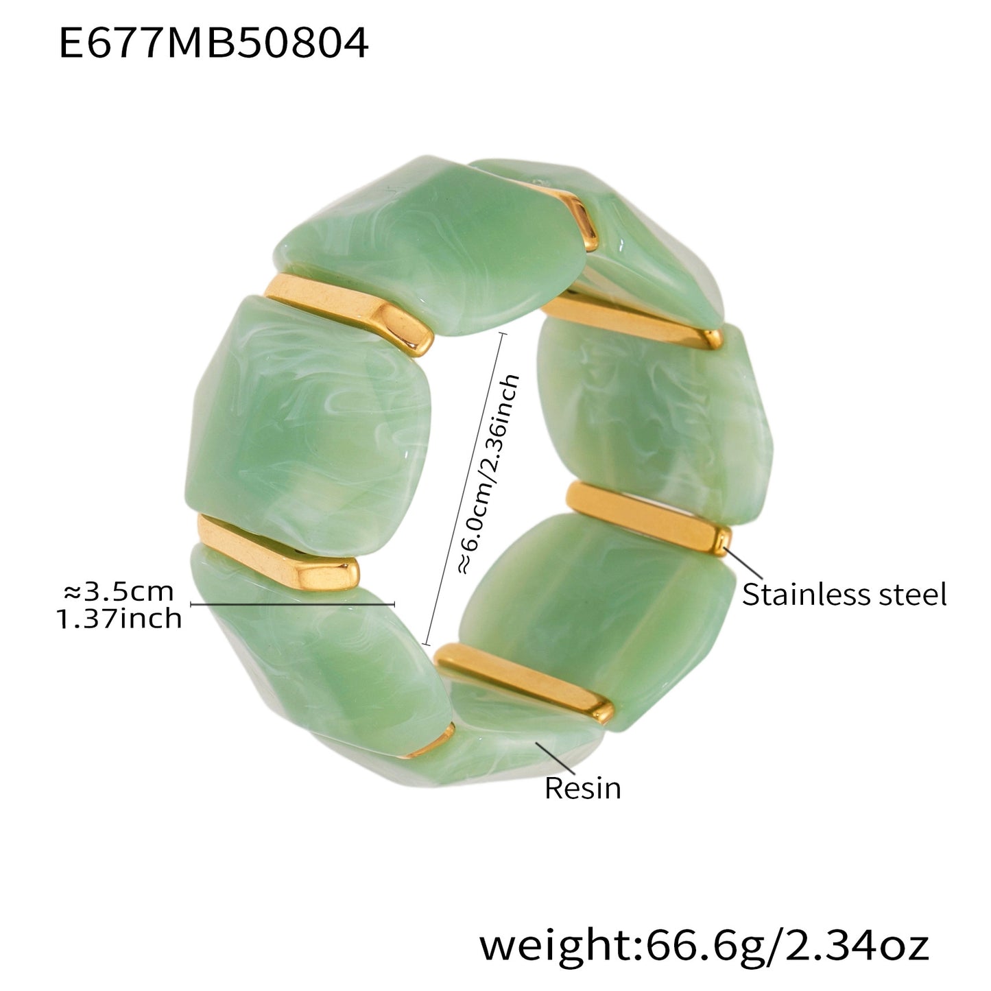 New Colorful Candy-colored Resin Wide Elastic Bracelet