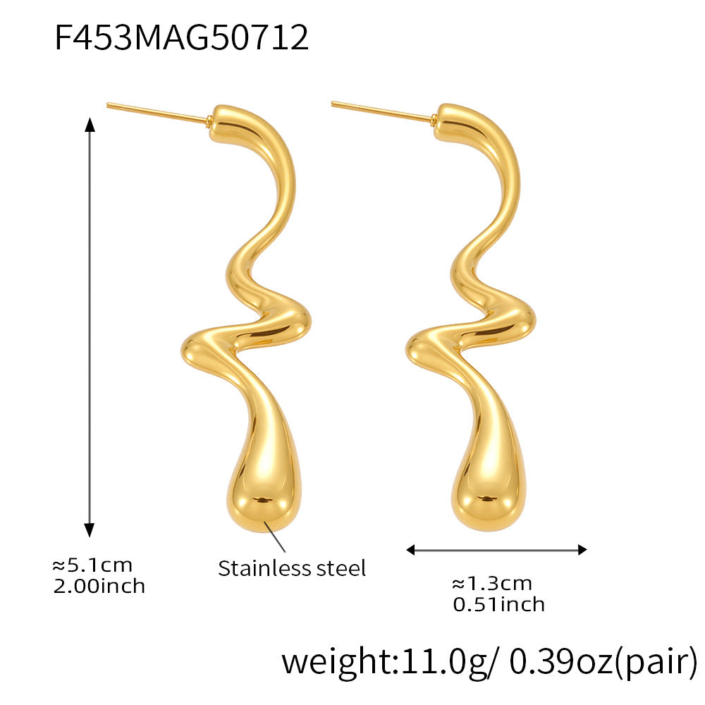 Pendientes de lágrima irregular de acero inoxidable