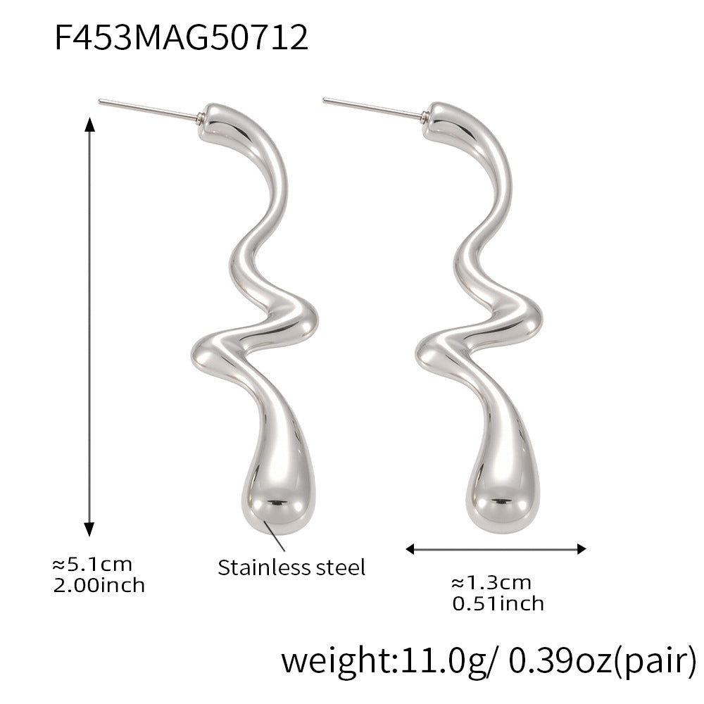 Pendientes de lágrima irregular de acero inoxidable