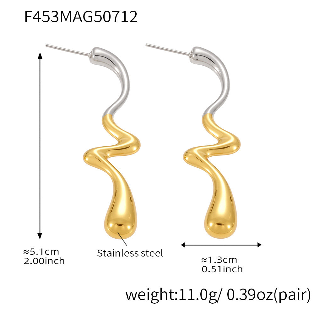 Pendientes de lágrima irregular de acero inoxidable