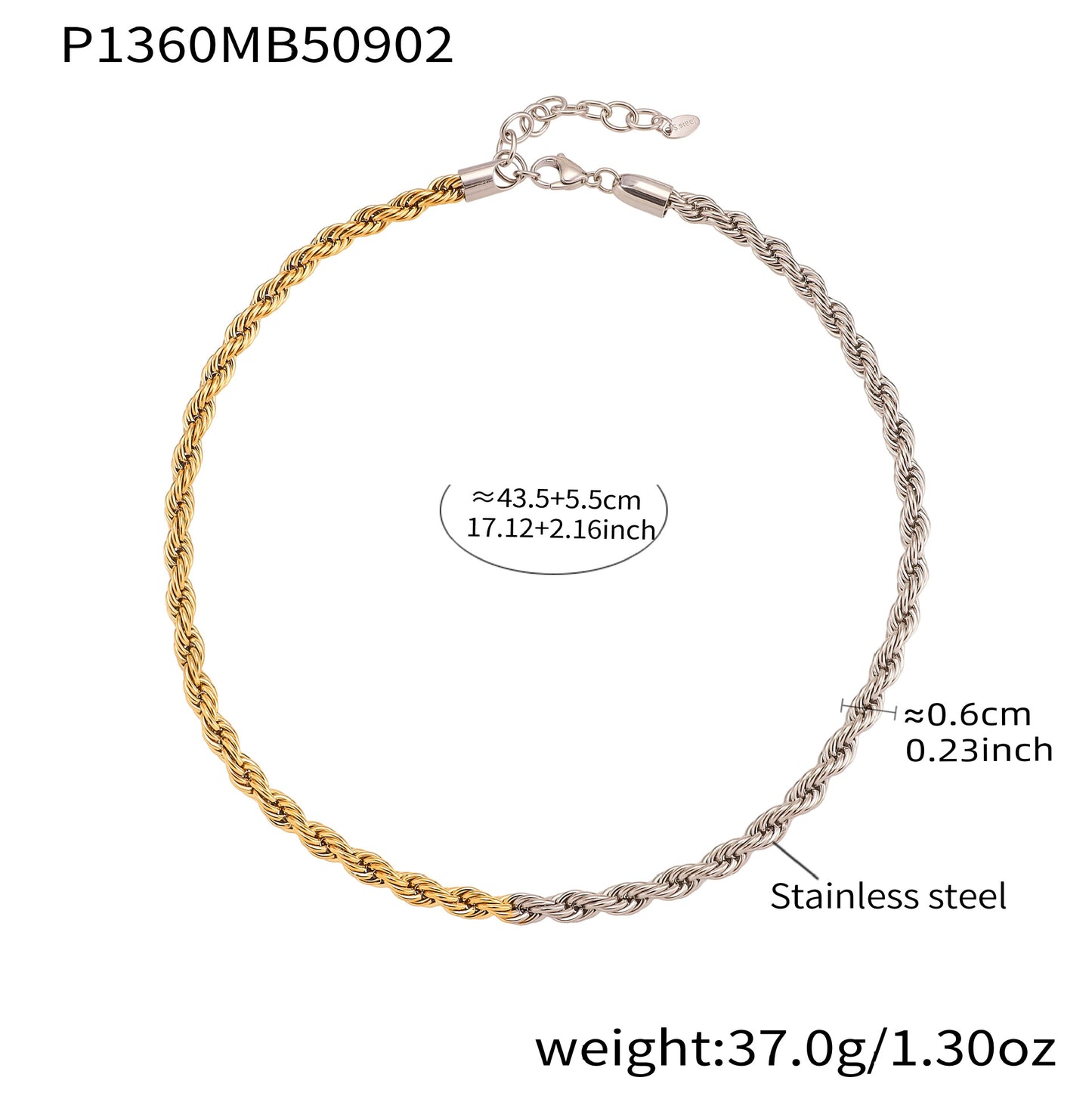 Collar de cadena torcida de acero y titanio ecológico