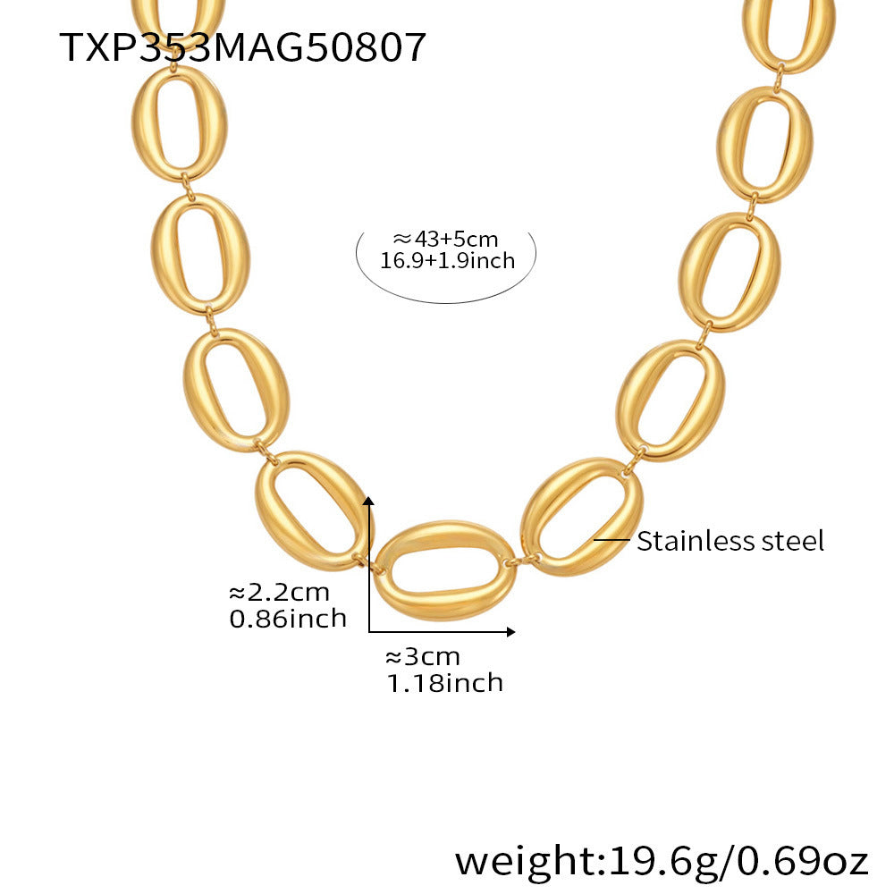 Pulsera de acero inoxidable con forma de huevo ovalado muy pulido