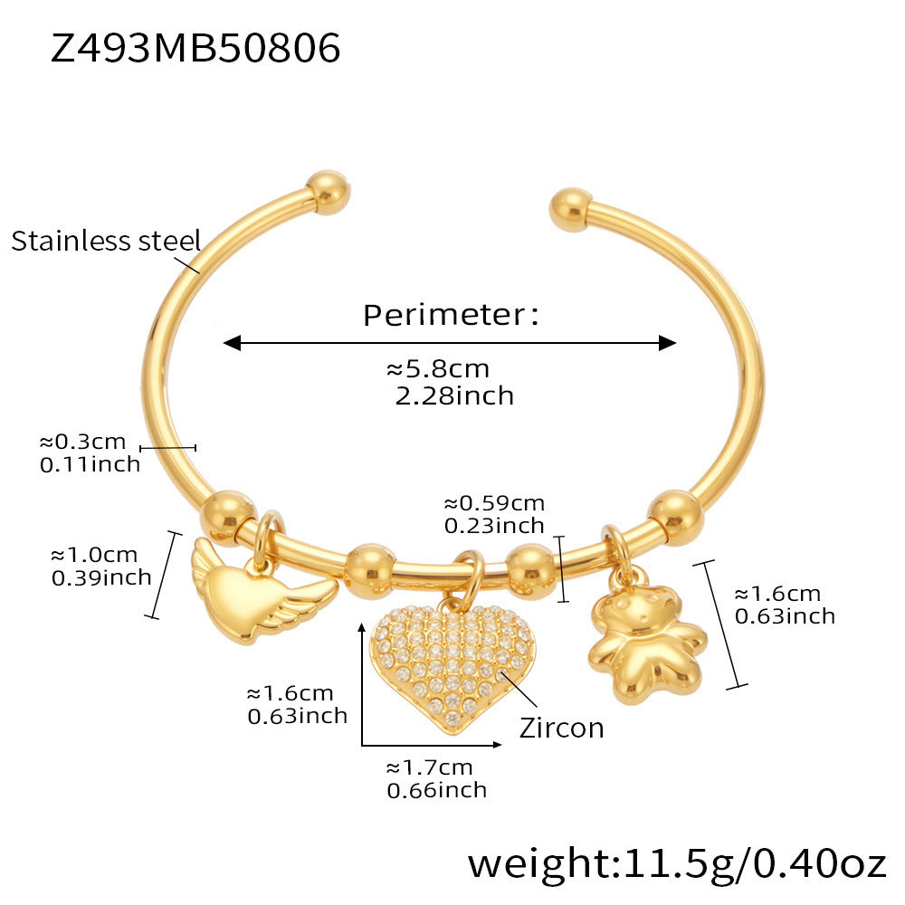Brazalete geométrico multipieza de acero inoxidable