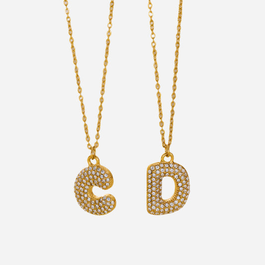 Collar con colgante de circonita del alfabeto AZ: joyería hip-hop de oro de 18 quilates para hombres y mujeres