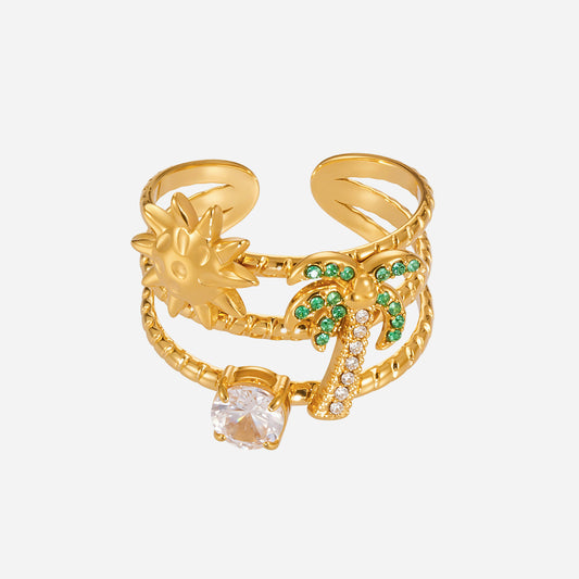 Anillos abiertos multicapa de acero inoxidable con circonita 5A