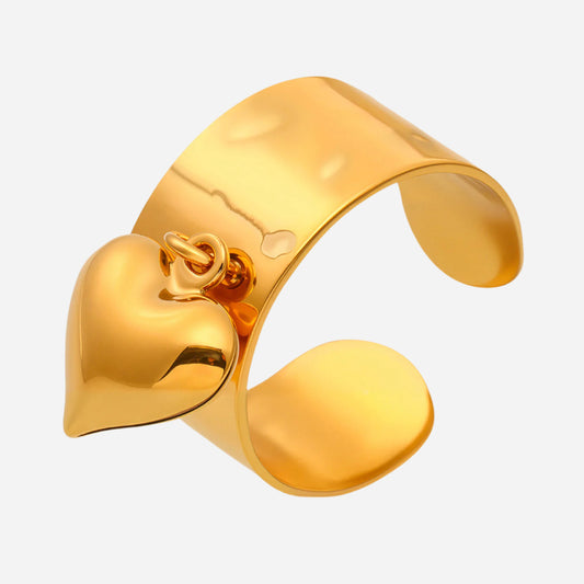 Anillos ajustables de acero inoxidable con forma de corazón de melocotón