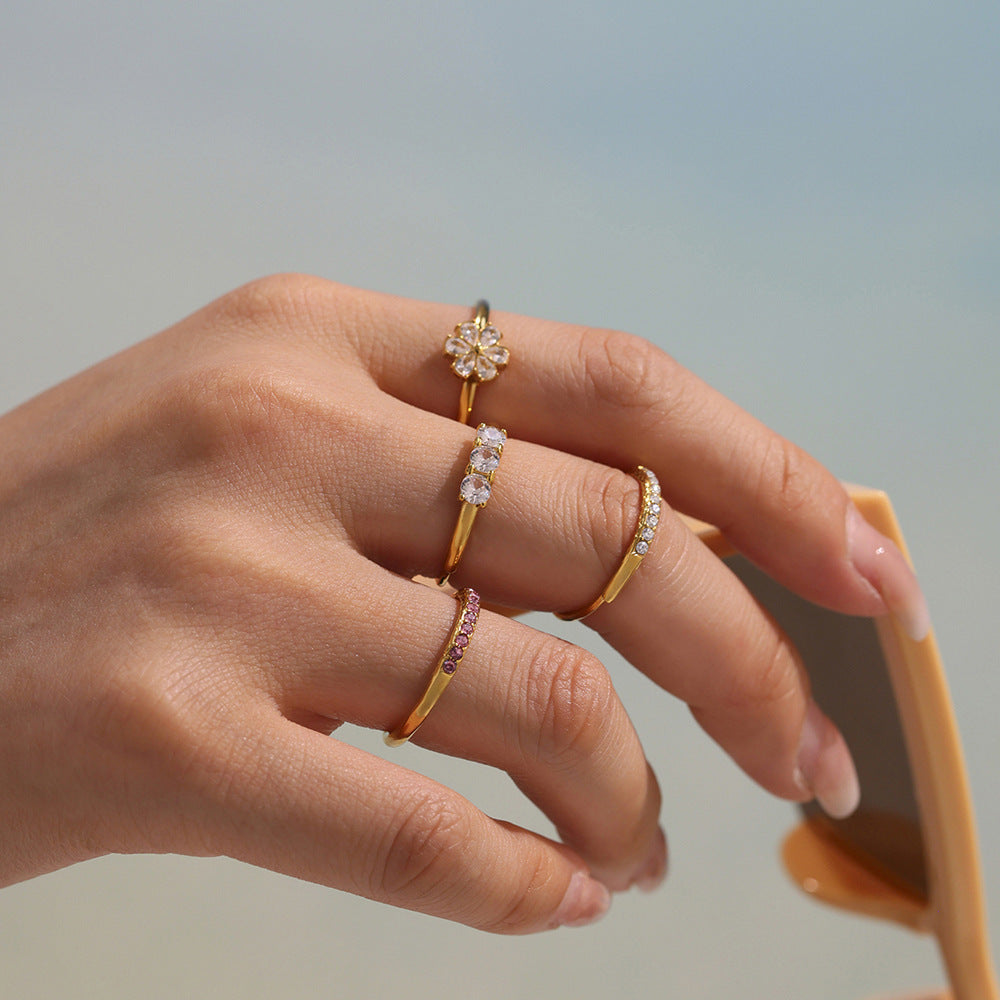 Anillos finos ajustables de circonita 5A