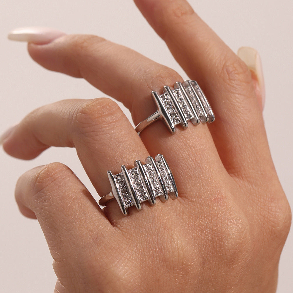 Anillo de circón Anillos cuadrados abiertos