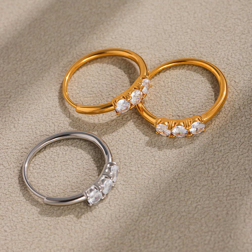 Anillos finos ajustables de circonita 5A