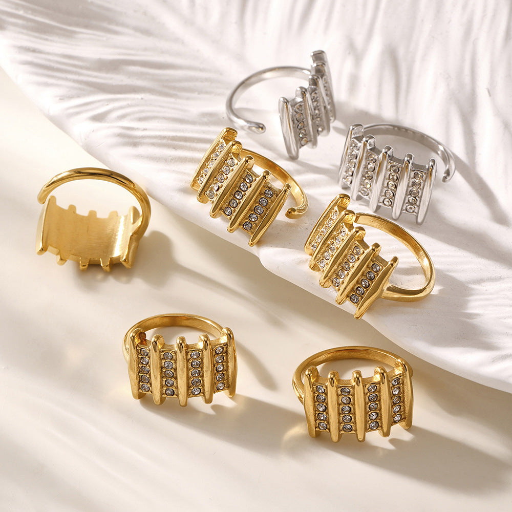 Anillo de circón Anillos cuadrados abiertos