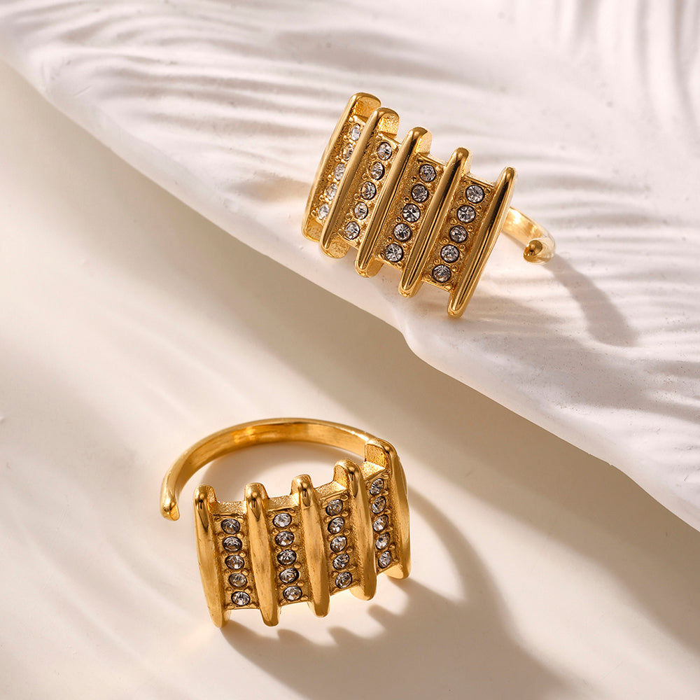 Anillo de circón Anillos cuadrados abiertos
