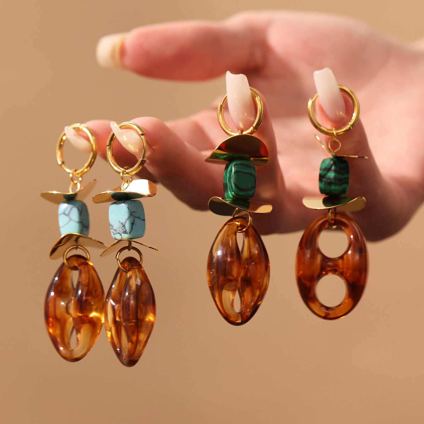 Pendientes largos de resina con forma de nariz de cerdo